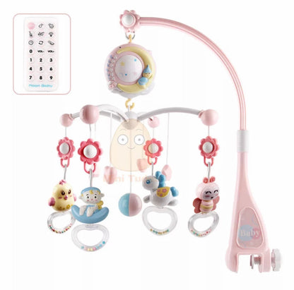 Baby Musical Projector Rotating Crib Mobile & Night Light Pink