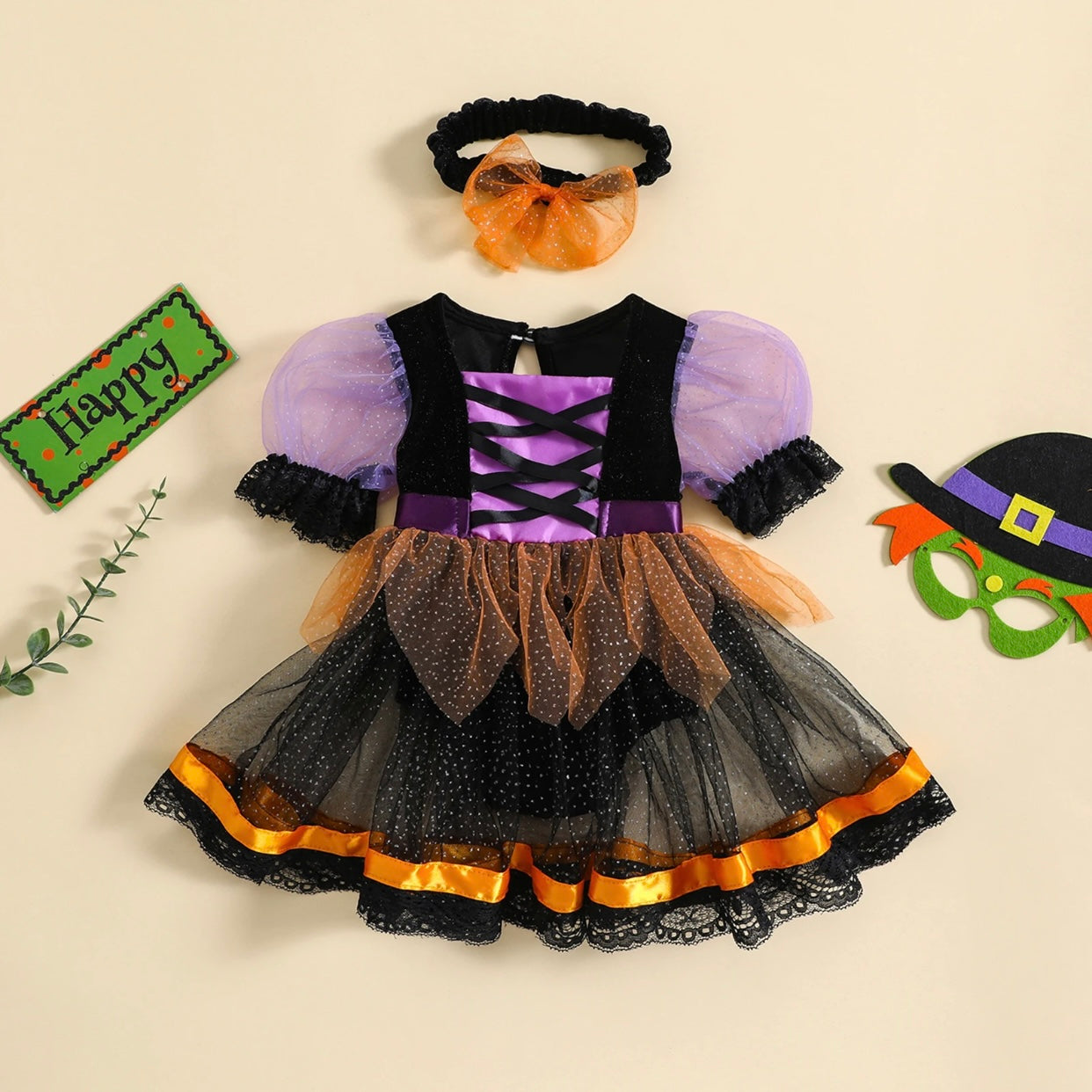 Baby Girls Witch Costume Romper Dress (Age Newborn - 18M)