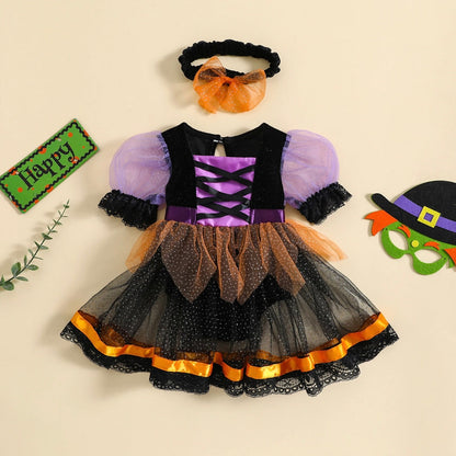 Baby Girls Witch Costume Romper Dress (Age Newborn - 18M)