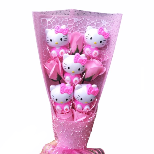 Miss Kitty Figurines Flower Gift Bouquet