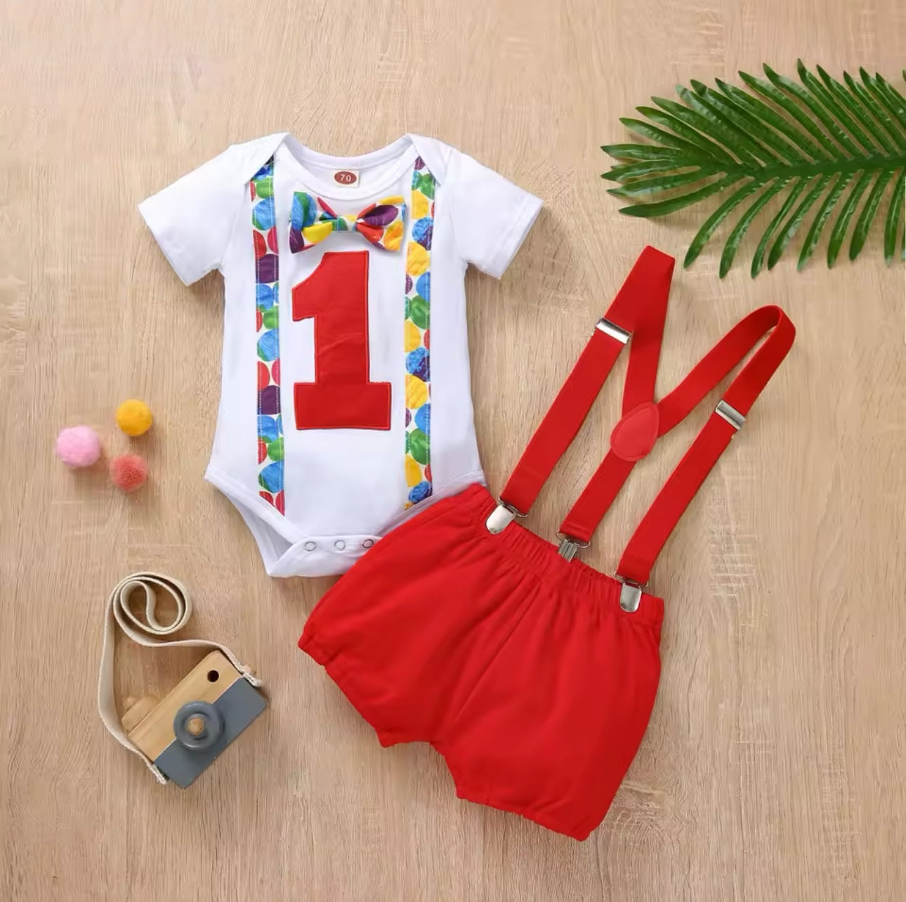 Baby Boy 1st Birthday Bodysuit & Shorts Outfit (Age 6M-18M)