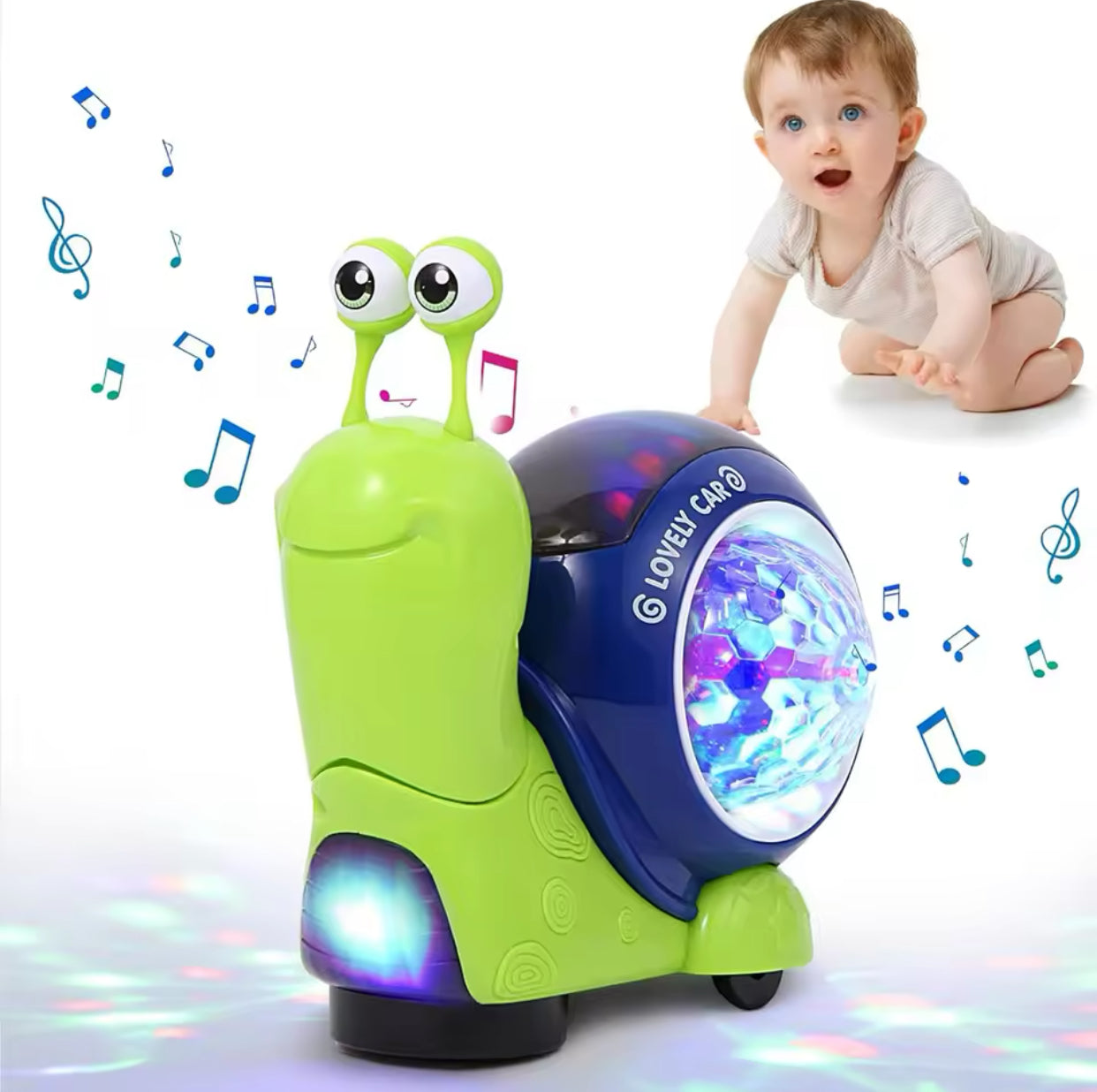 Musical Light Up Snail Robot Toy