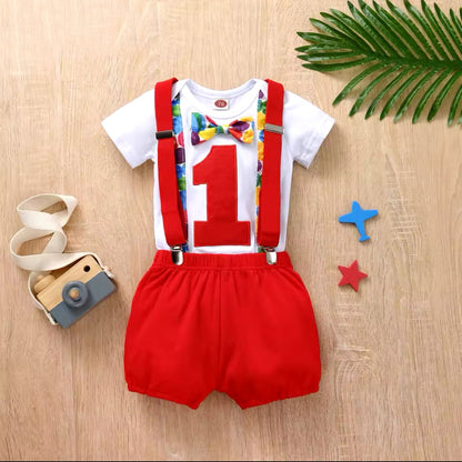 Baby Boy 1st Birthday Bodysuit & Shorts Outfit (Age 6M-18M)