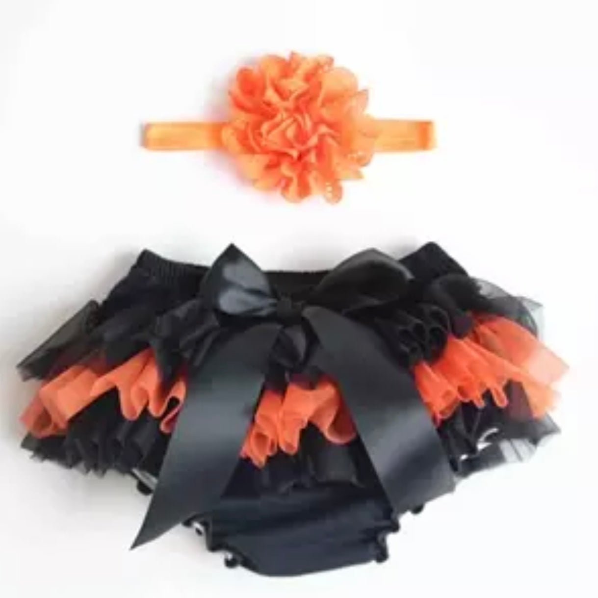 Baby Girls Ruffle Bloomers & Headband - (Age 3m-24m) Orange