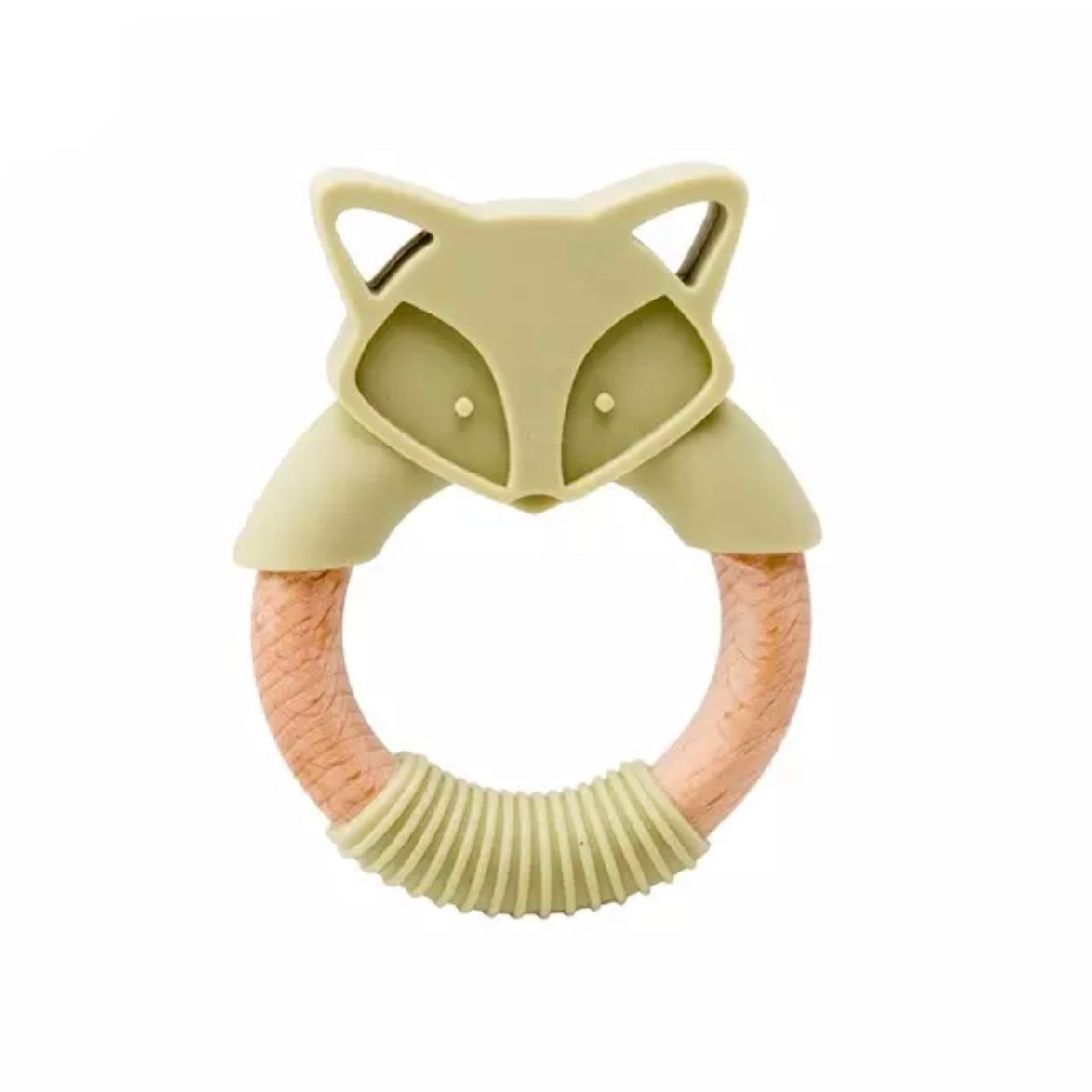 Baby Animal Silicone Teething Ring Mustard Green