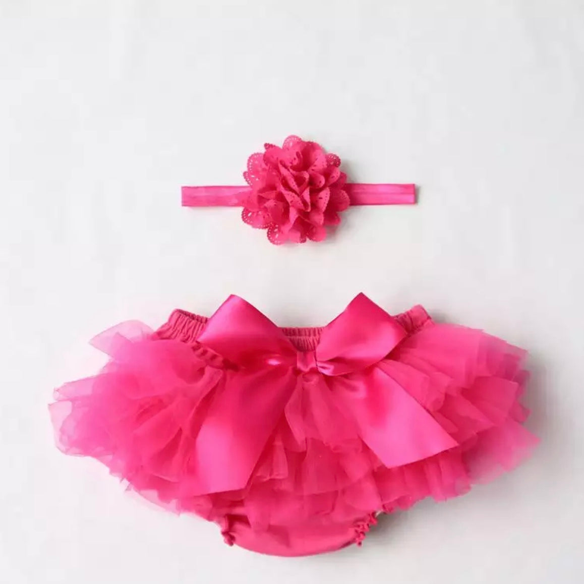 Baby Girls Ruffle Bloomers & Headband - (Age 3m-24m) hot pink