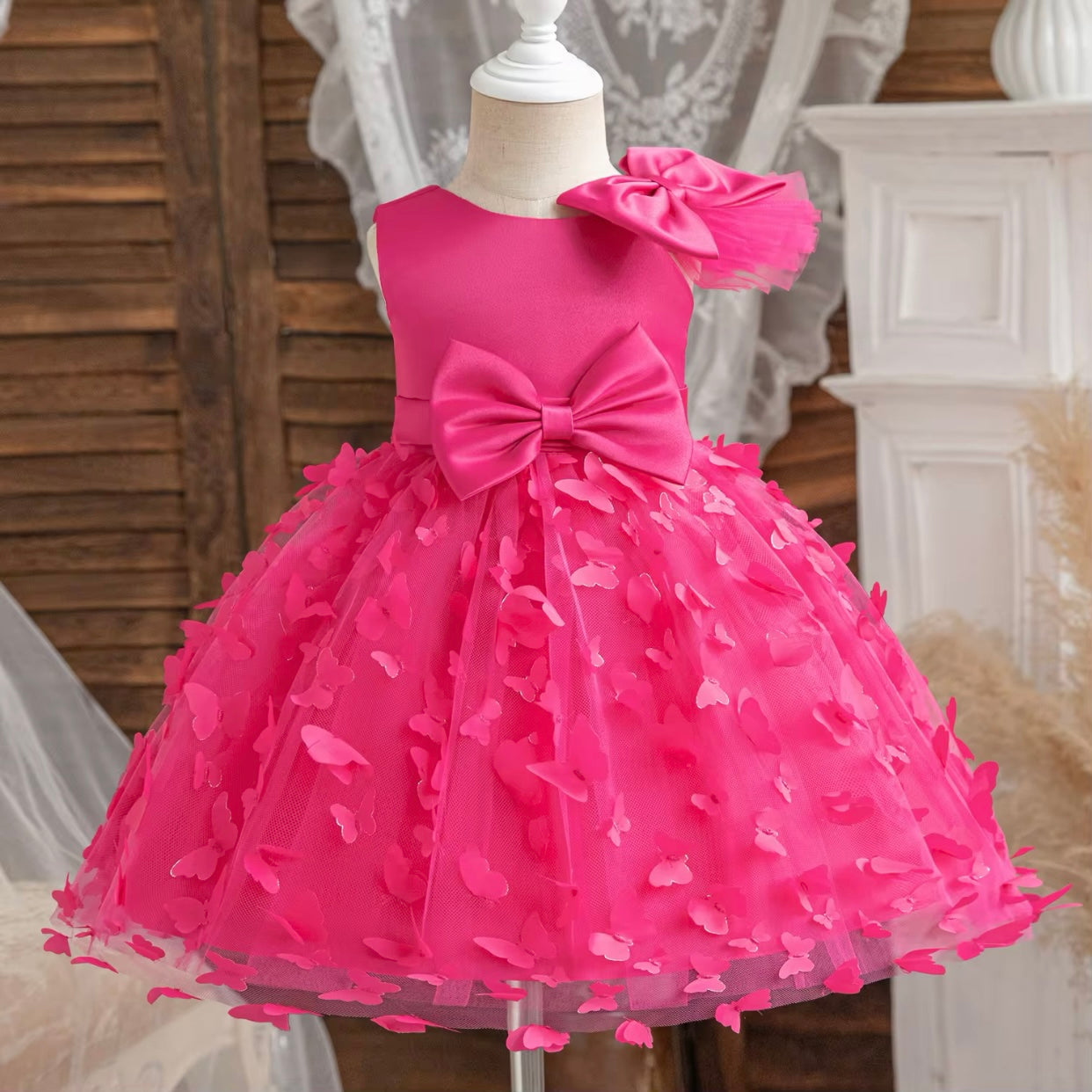 Girls Bow Butterfly Tulle Dress (Age 9M-5YRS)