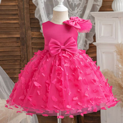 Girls Bow Butterfly Tulle Dress (Age 9M-5YRS)