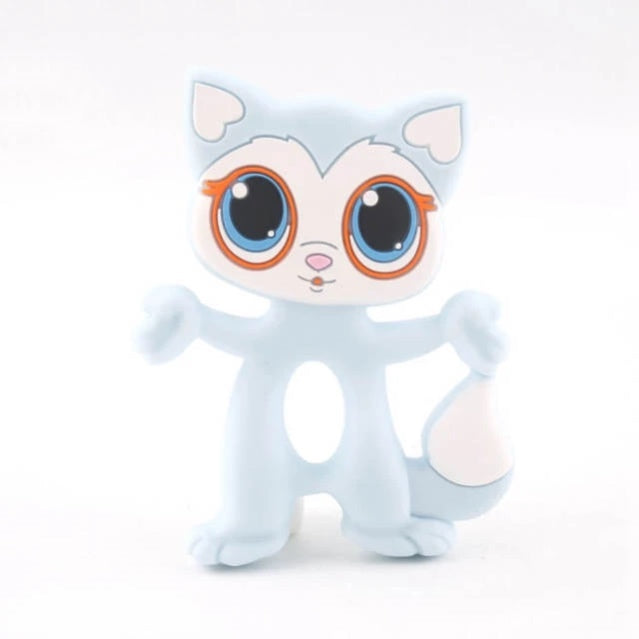 Baby Teething Silicone Teether BFA FREE Blue Cat