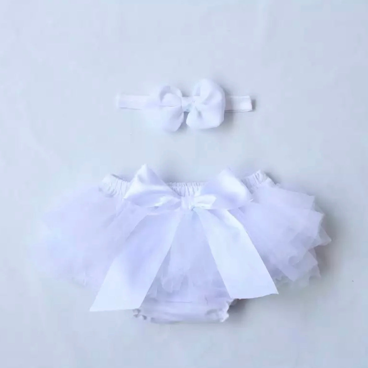 Baby Girls Ruffle Bloomers & Headband - (Age 3m-24m) White