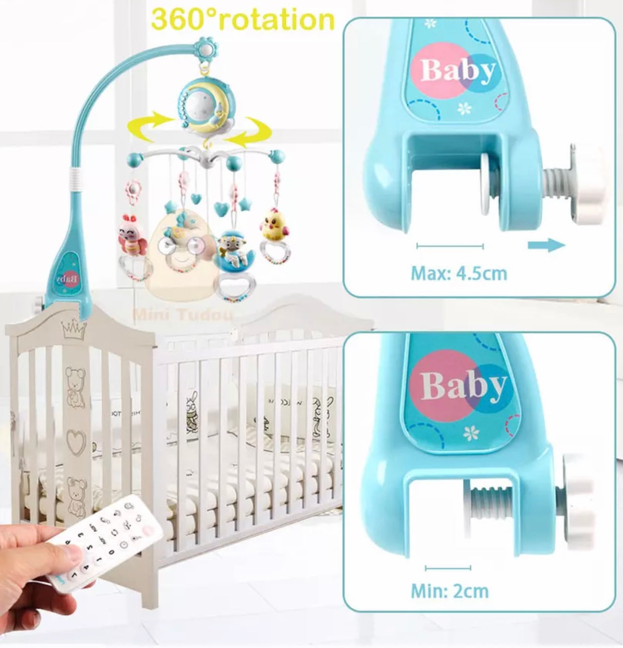 Baby Musical Projector Rotating Crib Mobile & Night Light