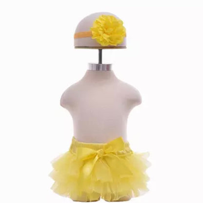 Baby Girls Ruffle Bloomers & Headband - (Age 3m-24m) Yellow