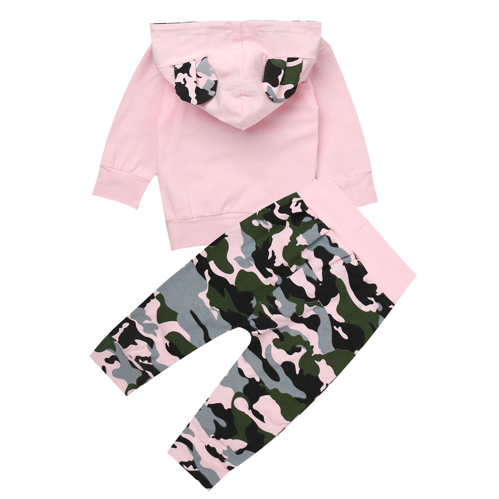 Baby Girls Pink Camouflage Hoodie & Trousers & Headband Set (Age 9m-24m)