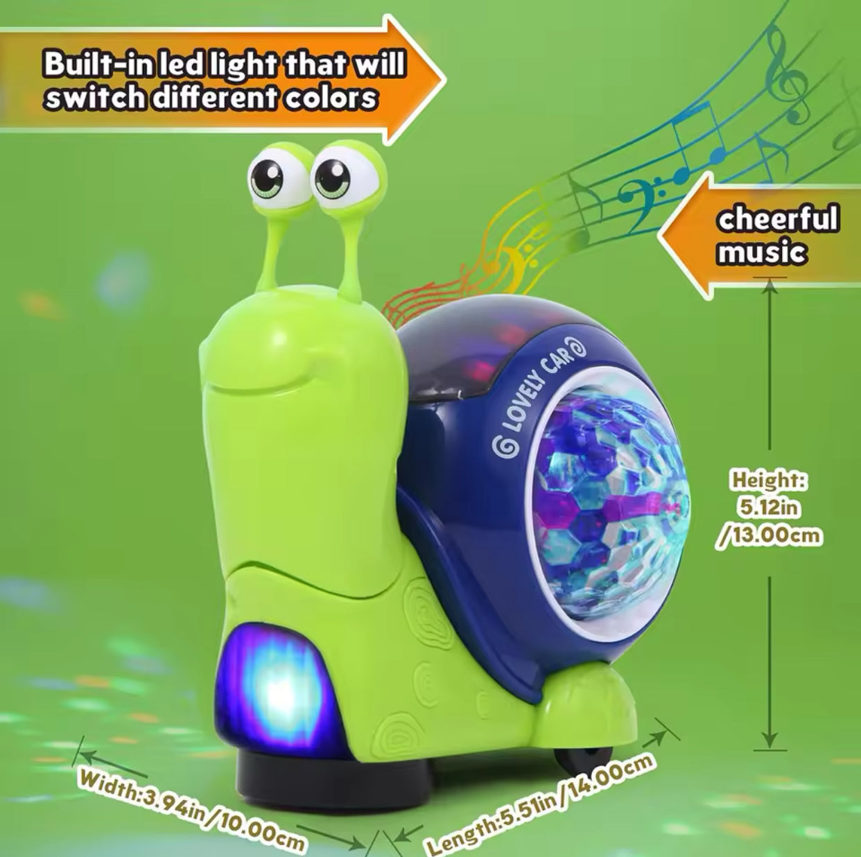 Musical Light Up Snail Robot Toy