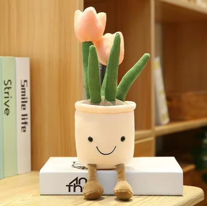 Plush Tulips Flower Pots Stuffed Toy - 35cm