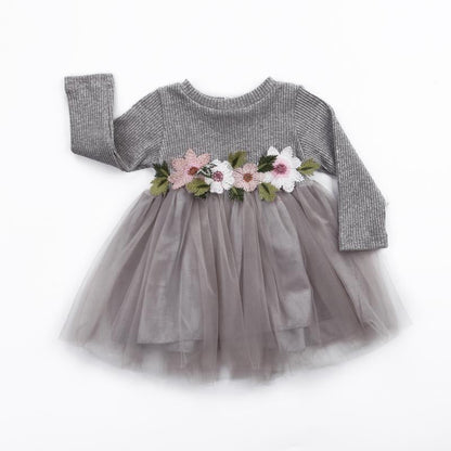 Girls Baby / Toddler Long Sleeve Tulle Dress (Age 9m-3yrs) Grey