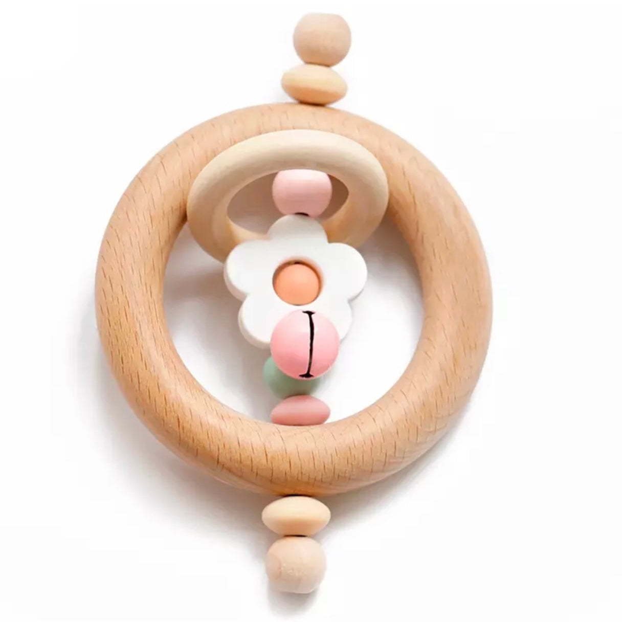 Baby Animal Silicone Teething Ring Flower Rattle