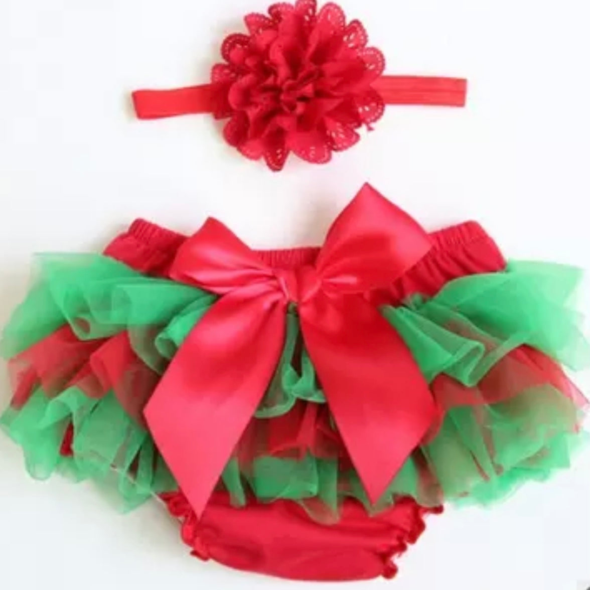 Baby Girls Ruffle Bloomers & Headband - (Age 3m-24m) Green