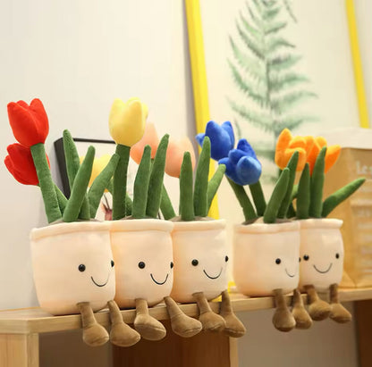 Plush Tulips Flower Pots Stuffed Toy - 35cm