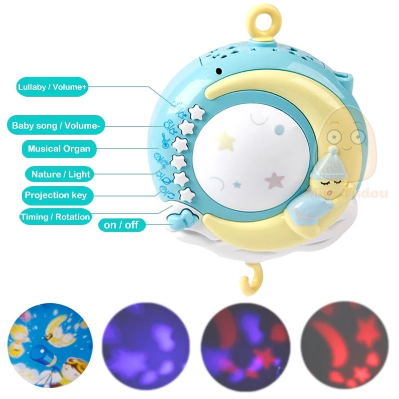 Baby Musical Projector Rotating Crib Mobile & Night Light