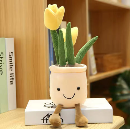 Plush Tulips Flower Pots Stuffed Toy - 35cm