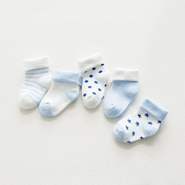 Baby Girls / Boys Socks - 5 Pair (Age Newborn - 24M) Blue