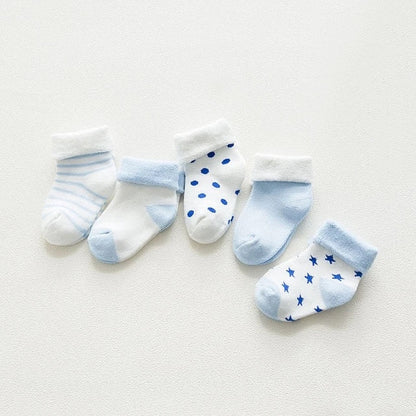 Baby Girls / Boys Socks - 5 Pair (Age Newborn - 24M) Blue