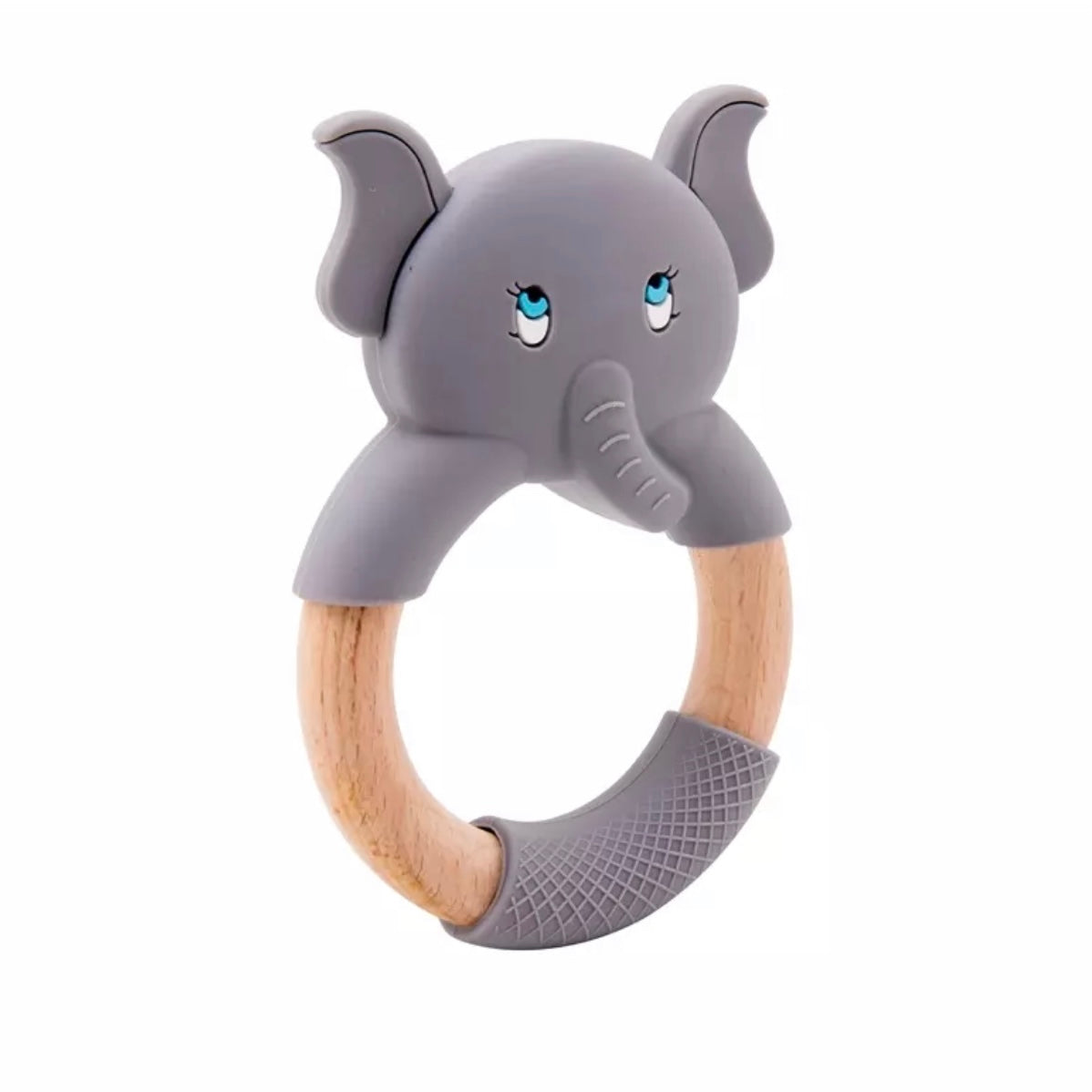 Baby Animal Silicone Teething Ring Gray