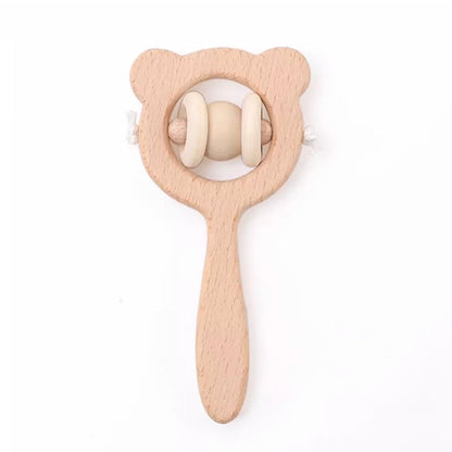 Baby Animal Silicone Teething Ring Bear Rattle