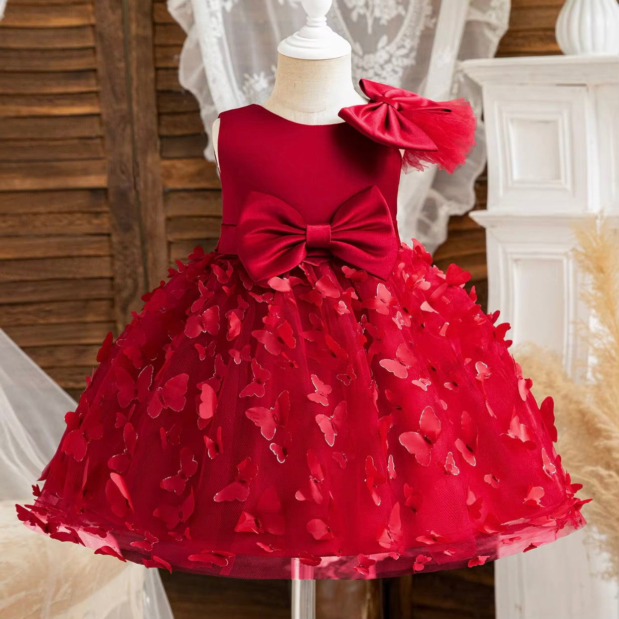 Girls Bow Butterfly Tulle Dress (Age 9M-5YRS)