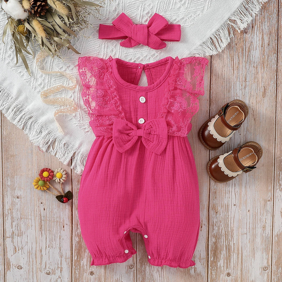 Baby Girls Romper & Headband Set (Age 3M-24M)