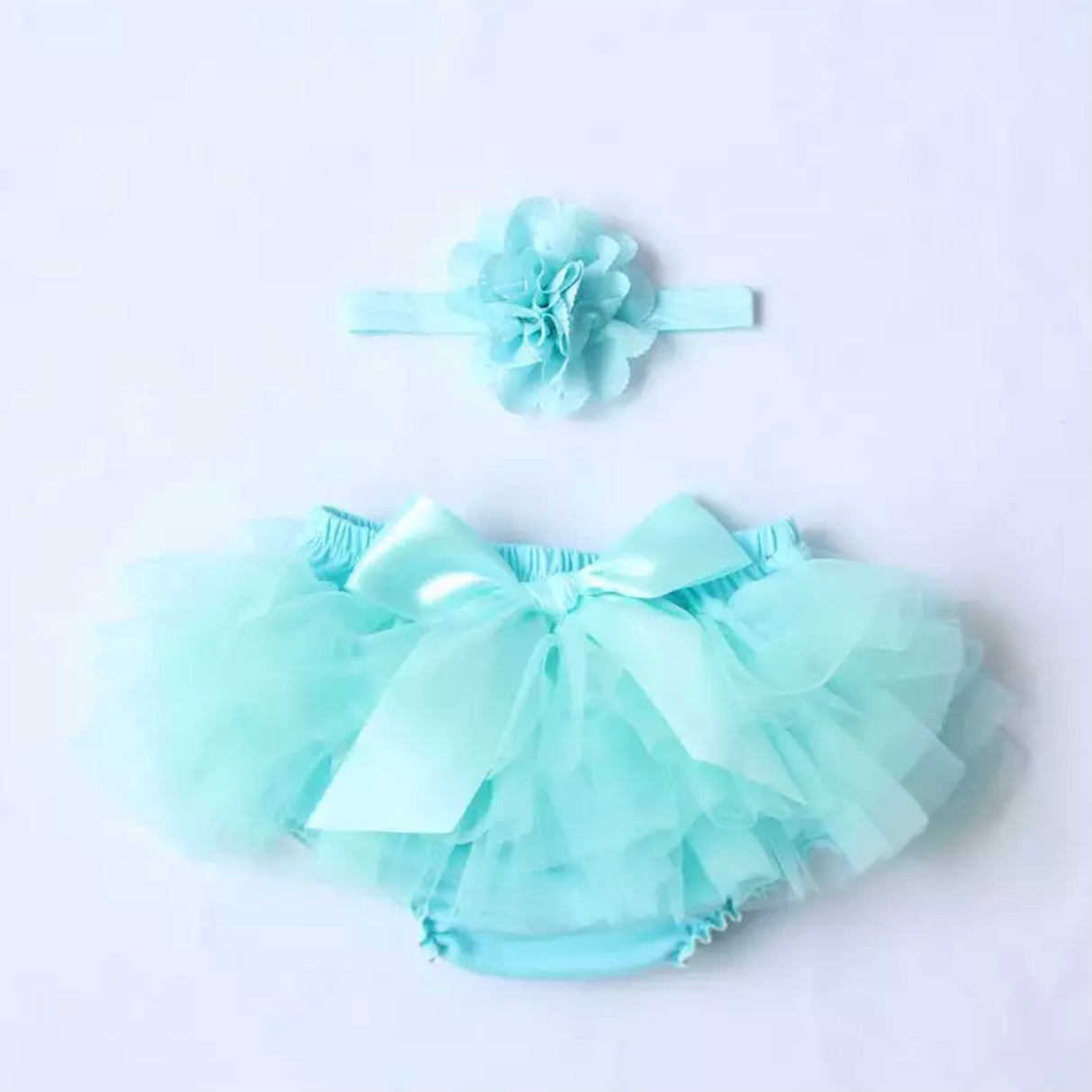 Baby Girls Ruffle Bloomers & Headband - (Age 3m-24m) Blue