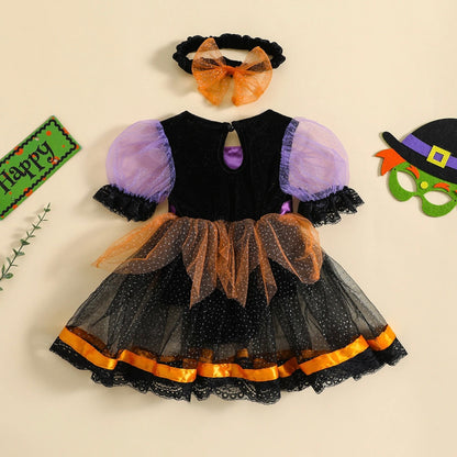 Baby Girls Witch Costume Romper Dress (Age Newborn - 18M)