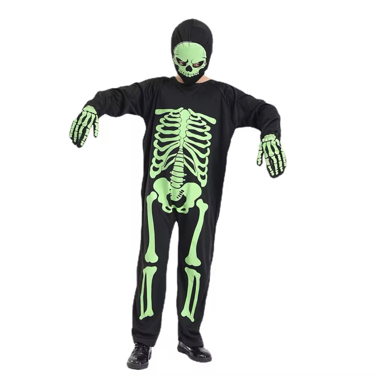 Boys Glow In The Dark Skeleton Costume (Age 3-12 Years)