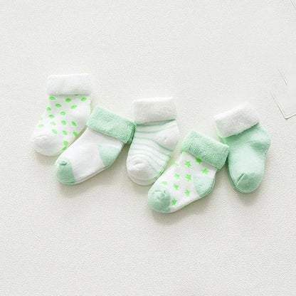 Baby Girls / Boys Socks - 5 Pair (Age Newborn - 24M) Green