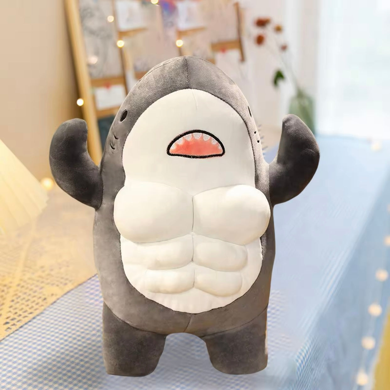 Plush Muscle Shark Stuffed Toy 31-45cm