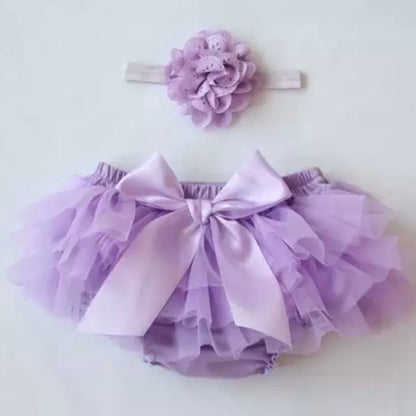 Baby Girls Ruffle Bloomers & Headband - (Age 3m-24m) Lavender