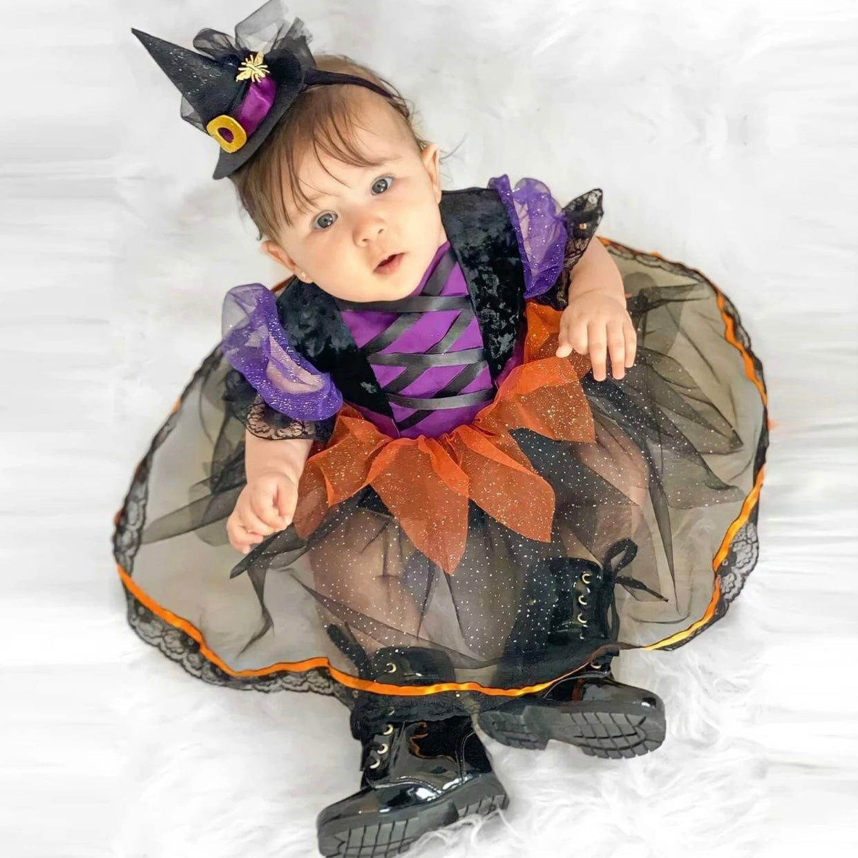 Baby Girls Witch Costume Romper Dress (Age Newborn - 18M)