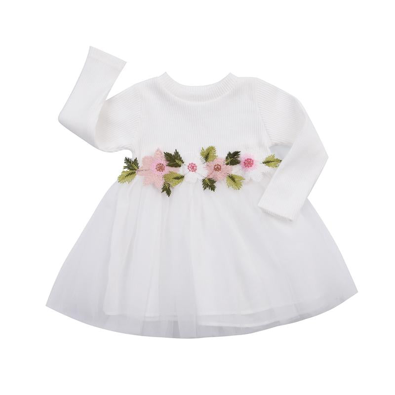 Girls Baby / Toddler Long Sleeve Tulle Dress (Age 9m-3yrs) White