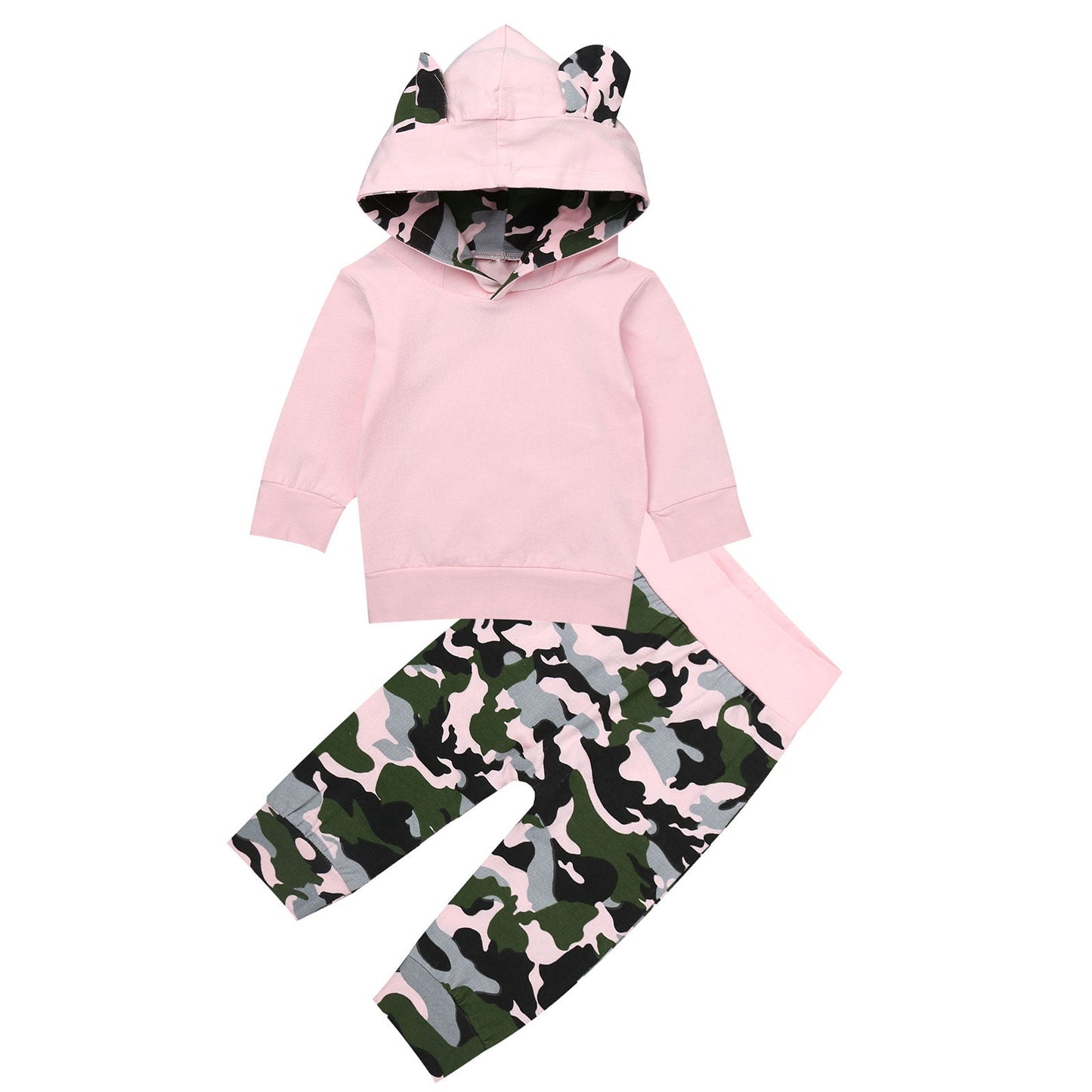 Baby Girls Pink Camouflage Hoodie & Trousers & Headband Set (Age 9m-24m) Pink