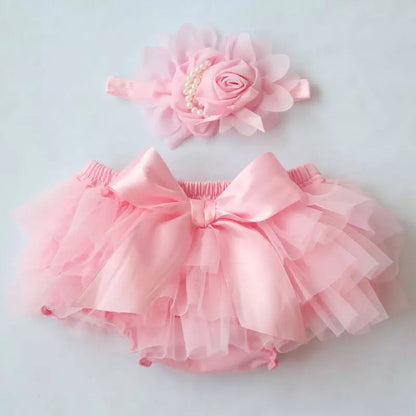 Baby Girls Ruffle Bloomers & Headband - (Age 3m-24m) Pink