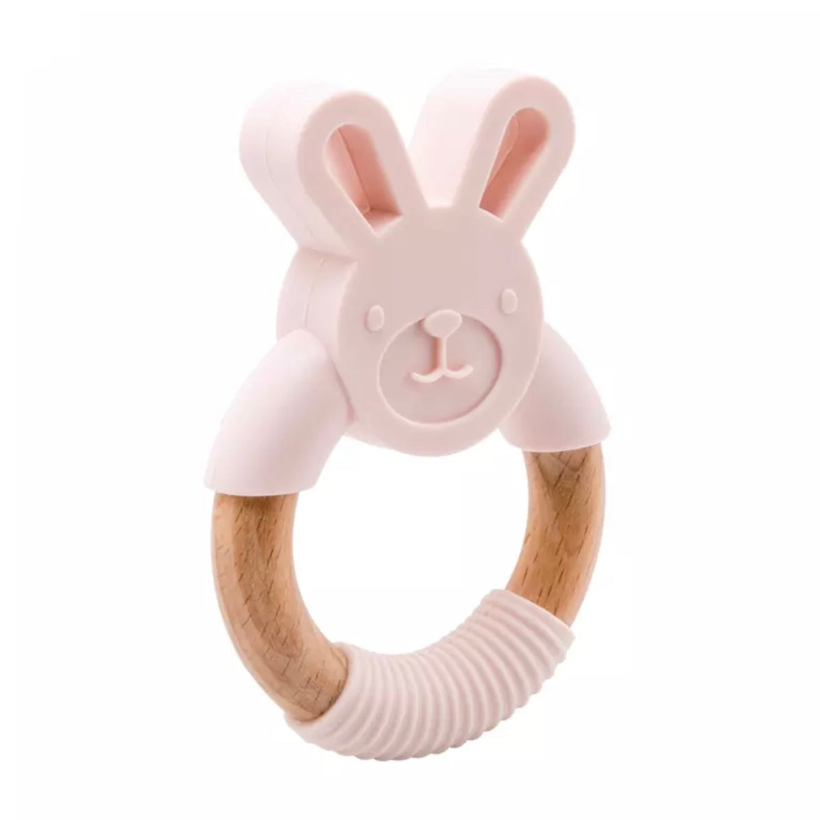 Baby Animal Silicone Teething Ring Light Pink