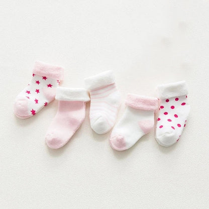 Baby Girls / Boys Socks - 5 Pair (Age Newborn - 24M) Pink