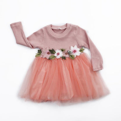 Girls Baby / Toddler Long Sleeve Tulle Dress (Age 9m-3yrs) Peach