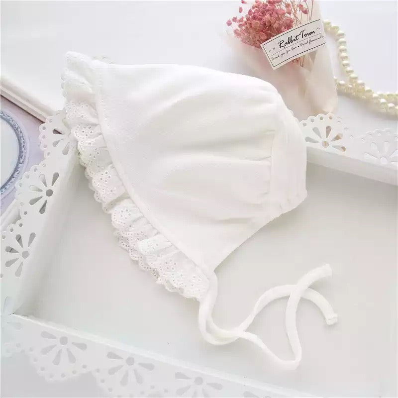 Baby Girls White Bonnet Hat White One Size