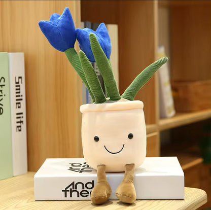 Plush Tulips Flower Pots Stuffed Toy - 35cm