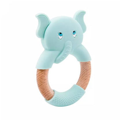 Baby Animal Silicone Teething Ring Mint