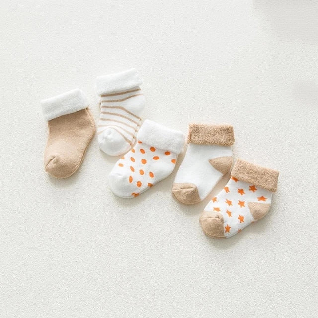 Baby Girls / Boys Socks - 5 Pair (Age Newborn - 24M) Orange