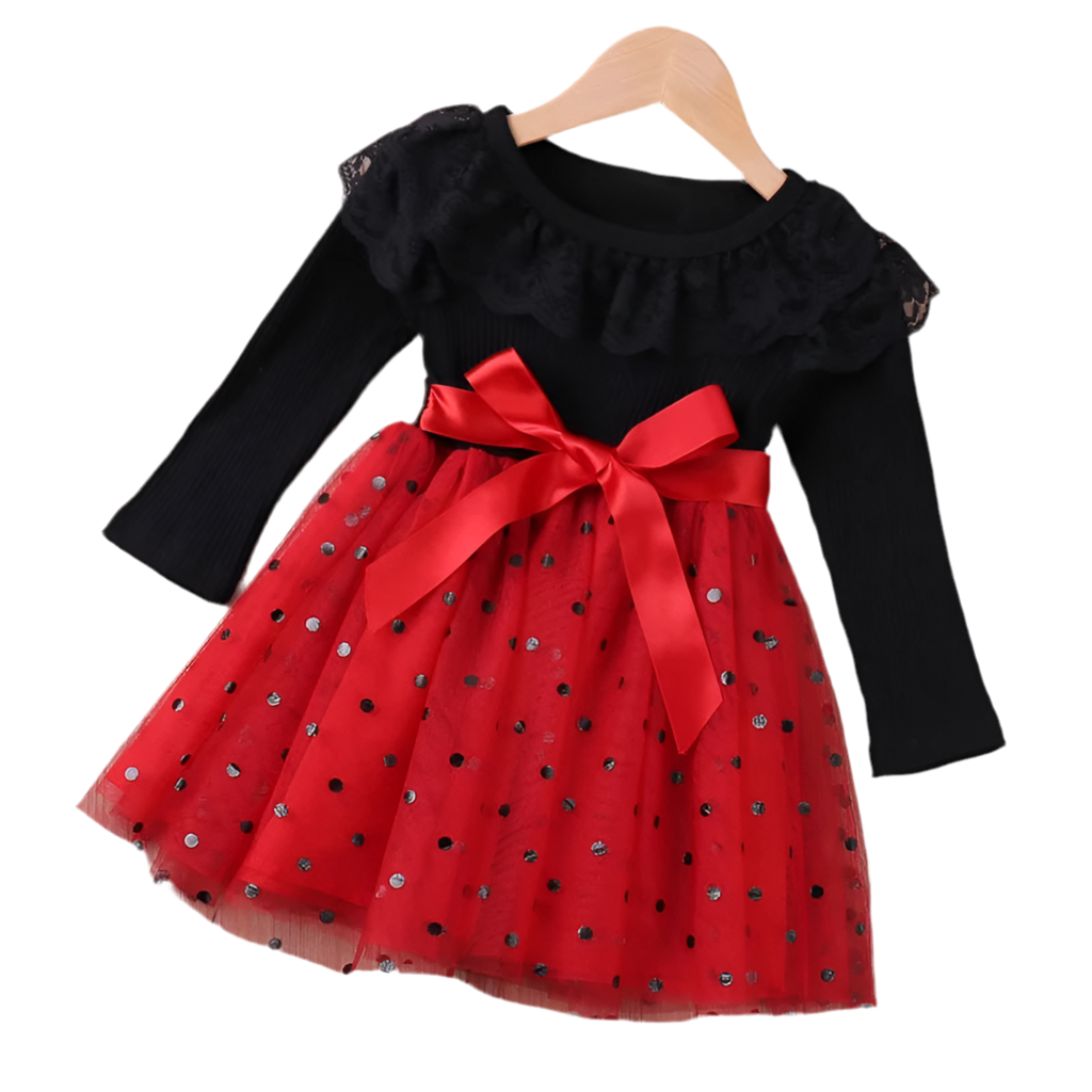 Girls Long Sleeve Lace Collar Dress (Age 24M-6YRS)