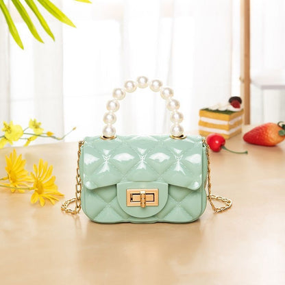 Kids PVC Jelly Purse Handbag Light Green